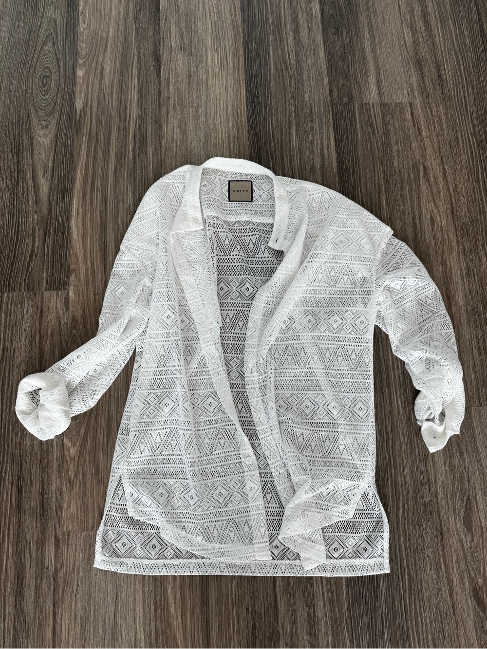 ORTTU White Crochet Kimono Swim Coverup